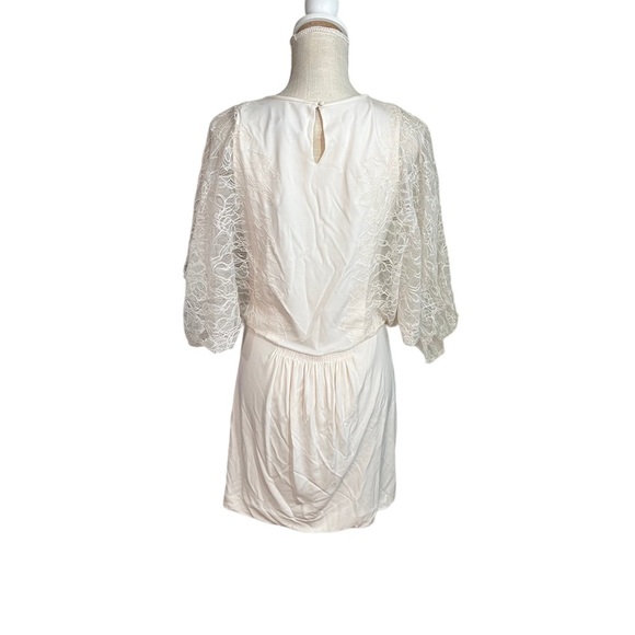 Max Azria Women Cream Lace Wing Mini Dress Gown Sz XS Elastic Stretch Waist NWT - Picture 4 of 15
